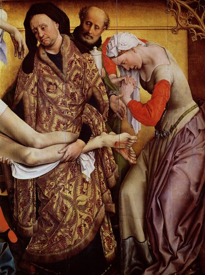 The Descent from the Cross (detail of Mary Magdalene and Joseph of Arimathea) by Rogier van der Weyden